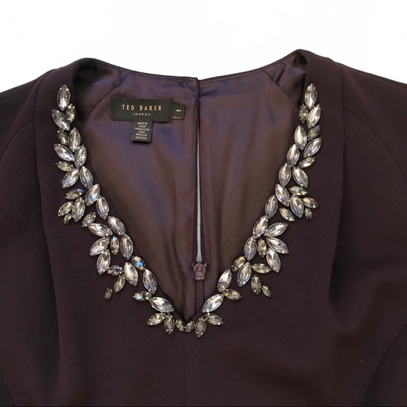 Ted Baker Nuada plum playsuit Romper! Size 1! Stunning crystal neckline! - Picture 4 of 7